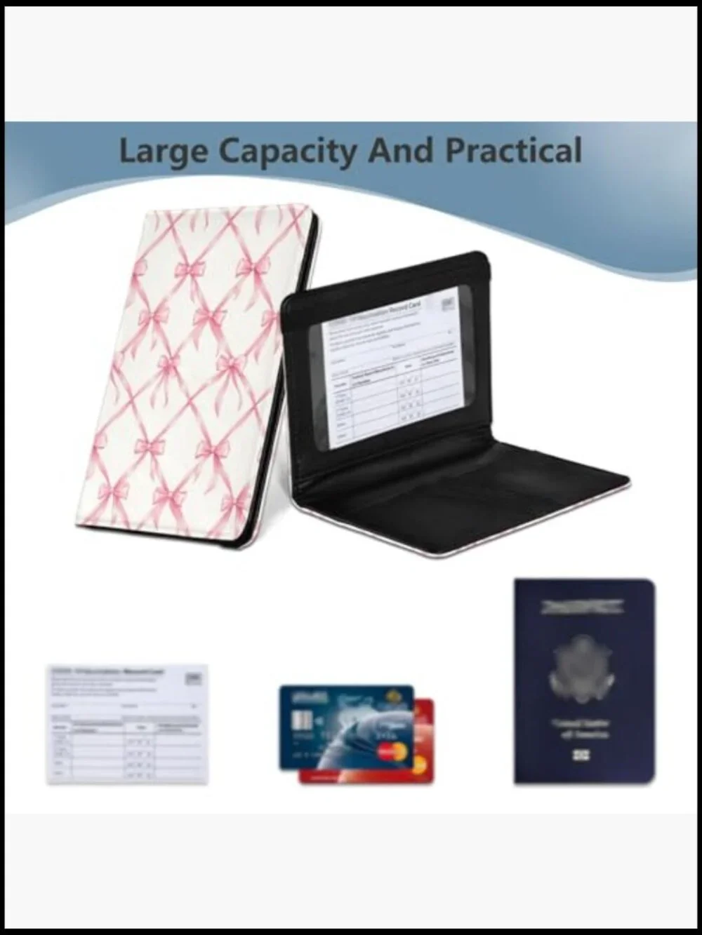 PU Leather Passport Cover RFID Wallet Travel Organizer Credit Card Slots - Picture 5 of 7